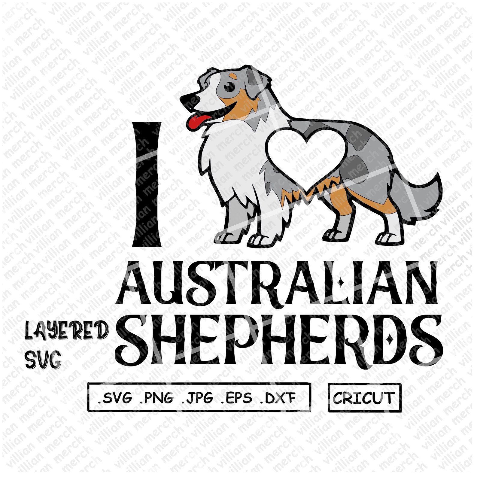 I love Australian Shepherd love cricut color svg Dog Pet Hound Etsy