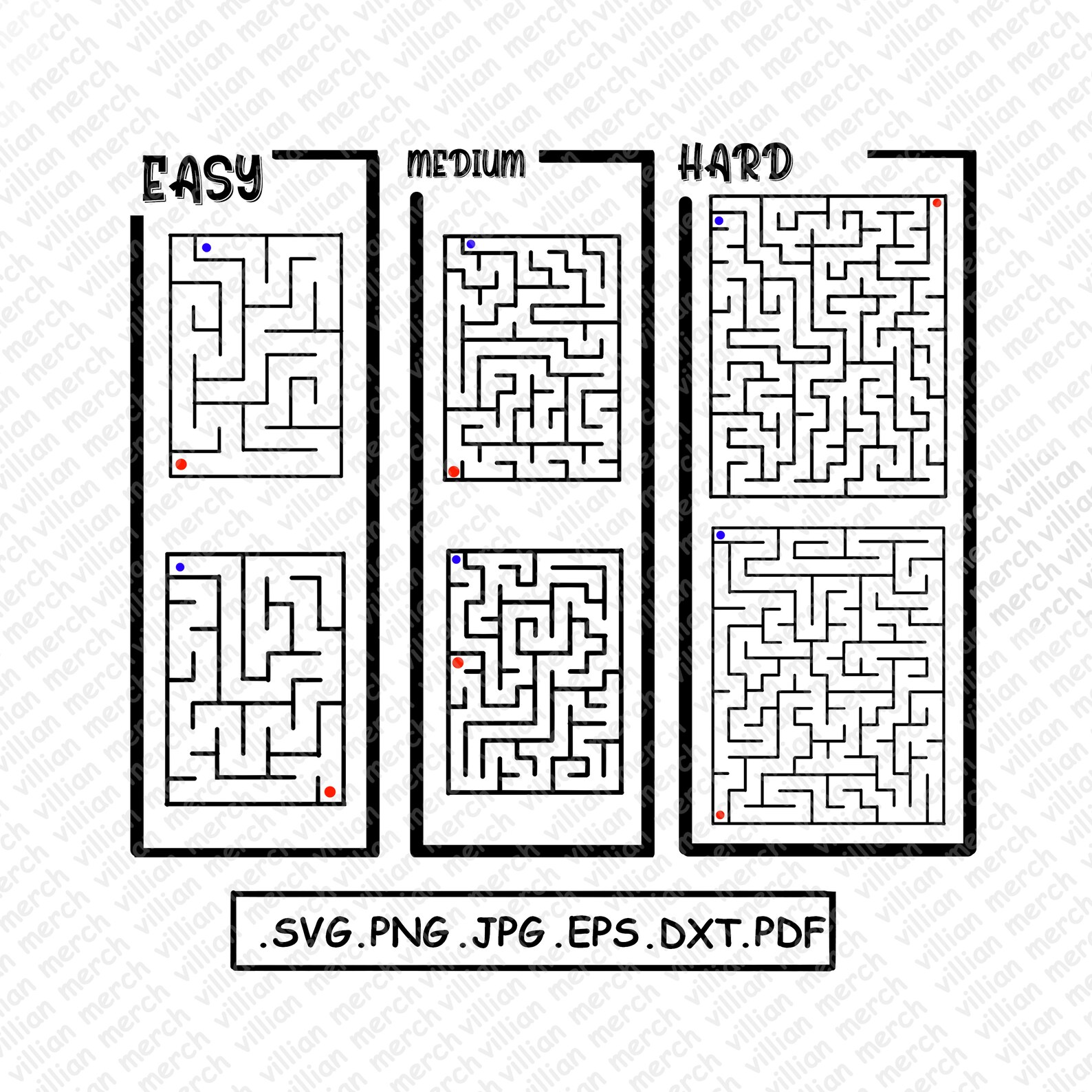 6 MAZE 1 Game easy medium hard Maze Labyrinth Maze pdf Etsy