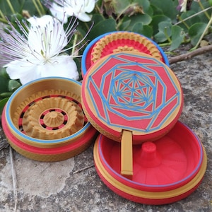 THE S.A.R.G.E.-Storage-60mm-3D Printed-Durable-Integrated Pick-4 Piece-Portable--Gold, Red, Blue Lined
