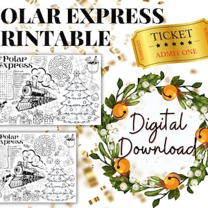 Polar Express Themen Weihnachtsseiten, Tischset für Kinder, Instant Download