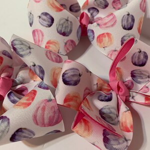 Fall Watercolor Pumpkin Boutique Bow, Hairbow, Fall Accessory, Pumpkin Harvest Bow