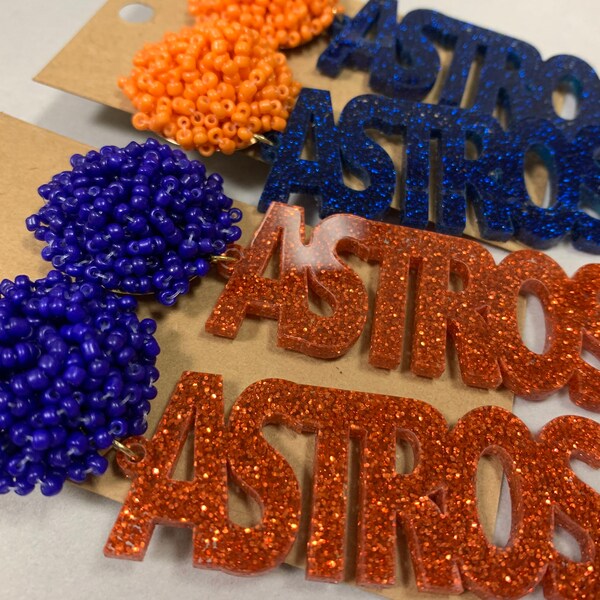 Houston Astros Earrings- Team Spirit Earrings- Astros Accessories- Baseball Earrings