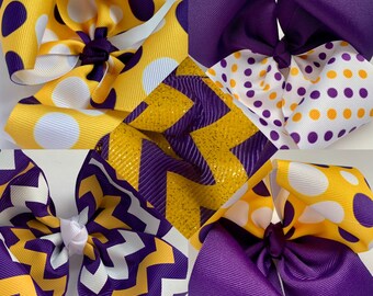 LSU Tigers Boutique Bow- Purple and Gold, Louisiana State University, Geaux Tigers, SEC Hairbow, School Colors