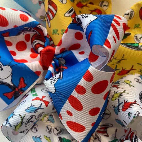 The Dr. Seuss Boutique Bow, School Hairbow, Read Across America Bow