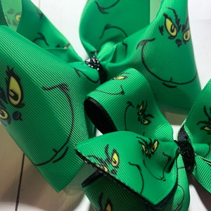 Grinch Boutique Bow, Hairbow, Winter Accessory, Christmas Bow