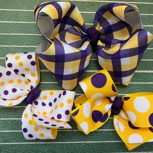 LSU Tigers Boutique Bow- Purple and Gold, Louisiana State University, Geaux Tigers, SEC Hairbow, School Colors