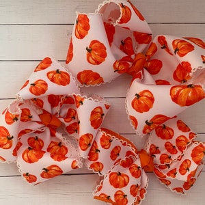 Fall Watercolor Pumpkin Boutique Bow, Hairbow, Fall Accessory, Pumpkin Harvest Bow