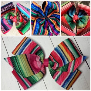 Serape Stripes Boutique Bows, Handmade Bows, Cinco de Mayo Hairbows