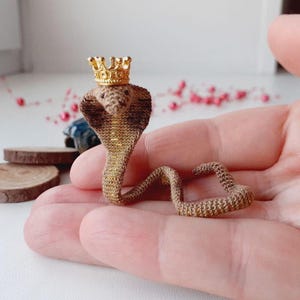Crochet miniature snake handmade cobra New Year crochet decor