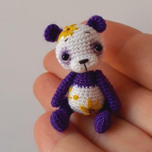 Crochet miniature panda handmade toy miniature animal Dollhouse