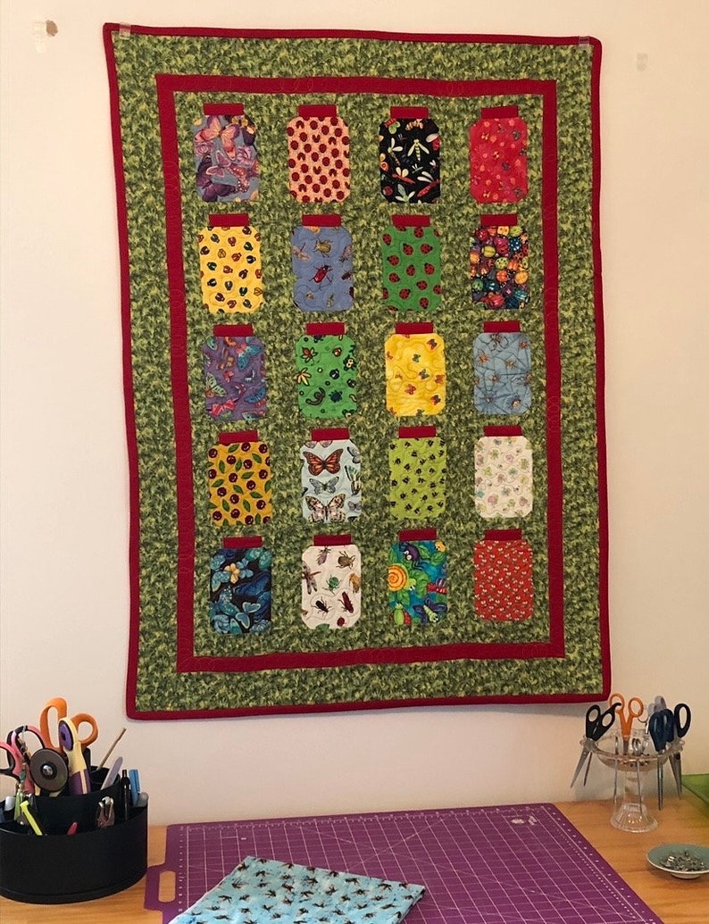 25 Precut Bug Jar Fabric Rectangles + FREE Bug Jar Block Pattern, 100% ...