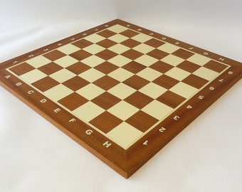 Inlaid Chess Board 40 x 40 cm ( 15,75" x 15,75"  ) Mahogany and Sycamore Veneered Wooden Tournament Chess Board