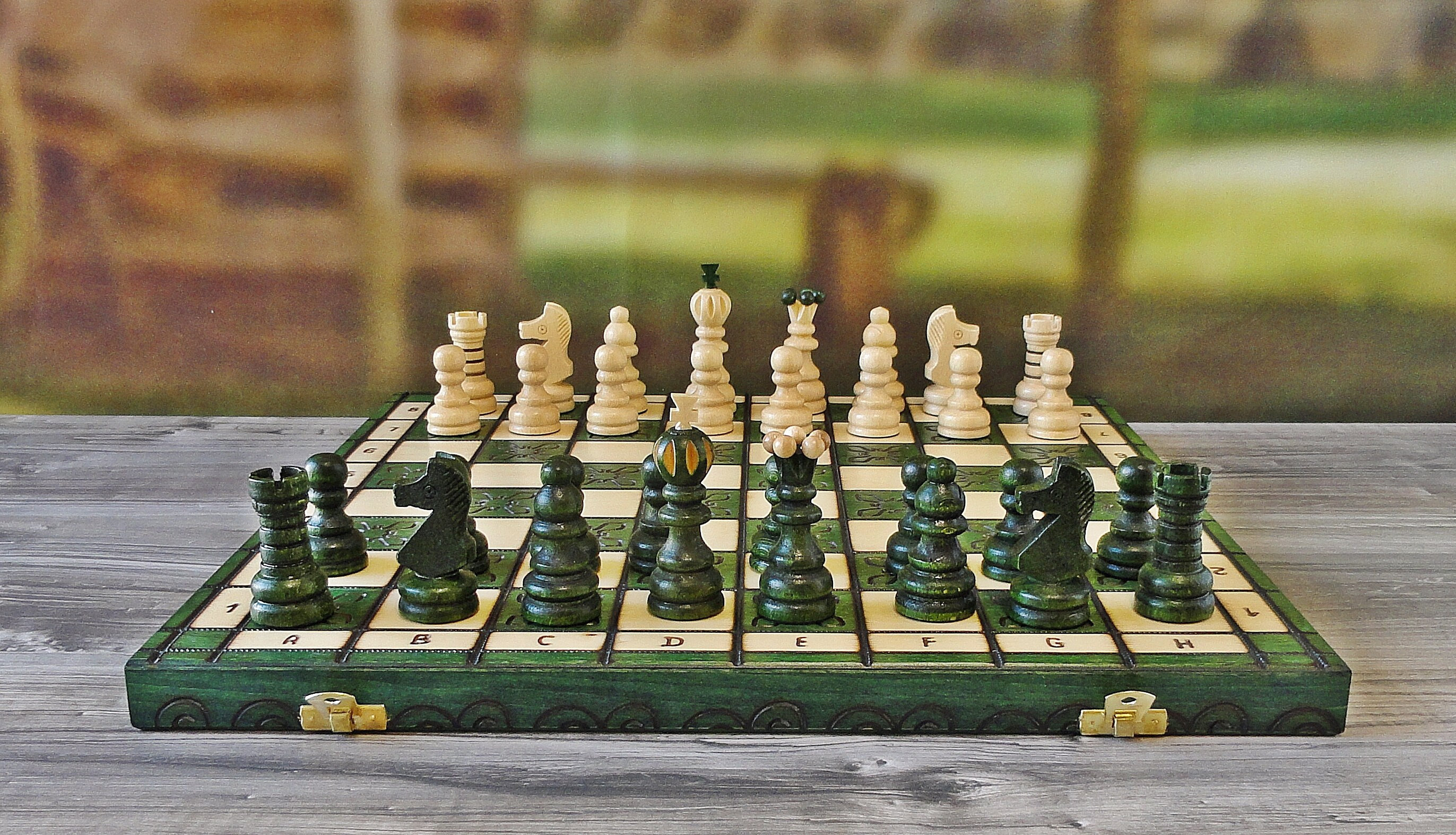 Metal Chess Board Emerald Green 13 I Chessgammon I UK