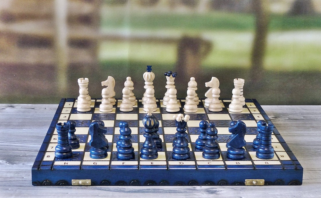 Chess Set 42 x 42 cm 165 x 165 in in Blue Color Large -  Portugal