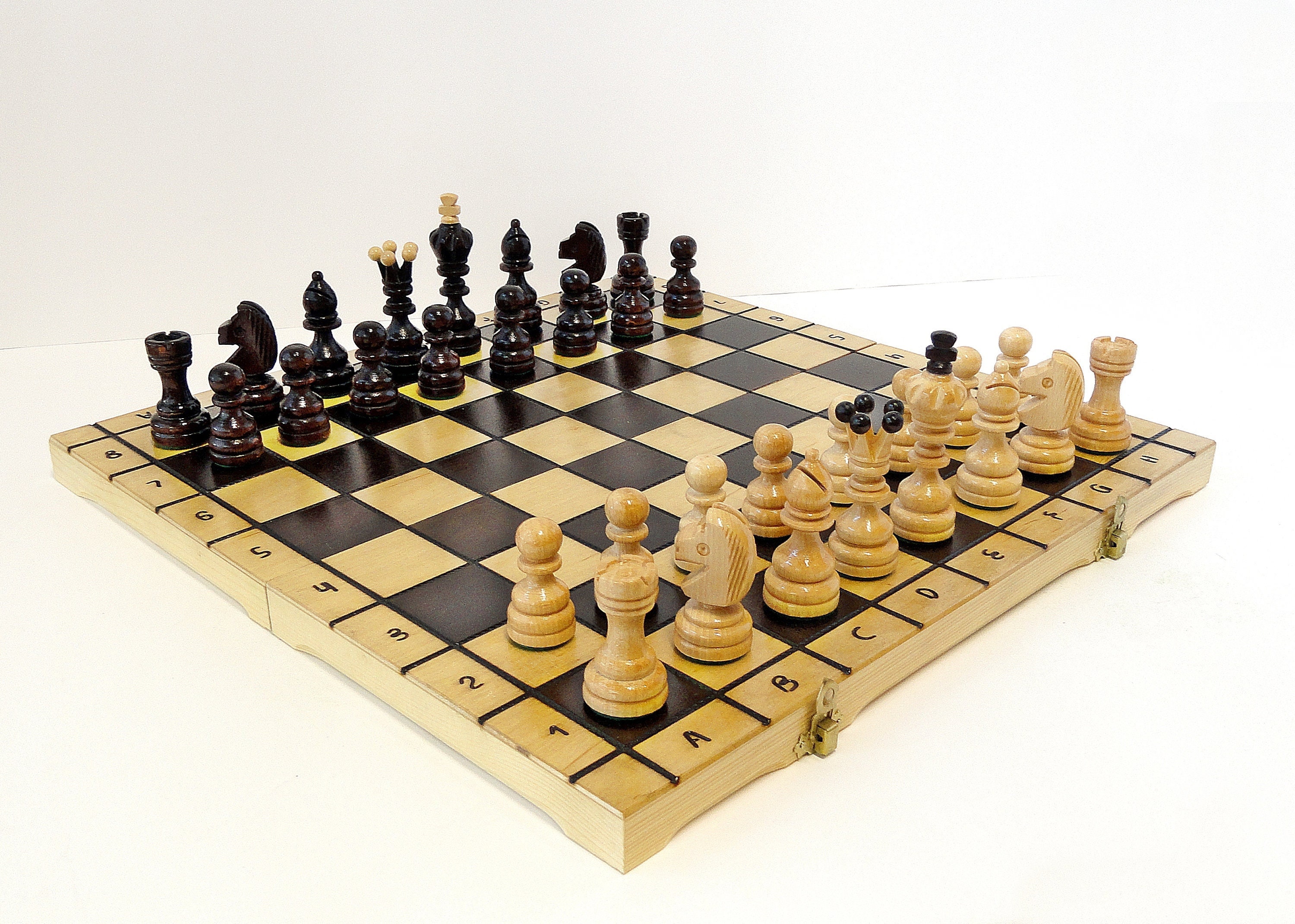 Tournament Chess Set - Extra Large & Heavy 4 inch Luxury Chess Pieces with Brown/White Roll-Up Chess Board