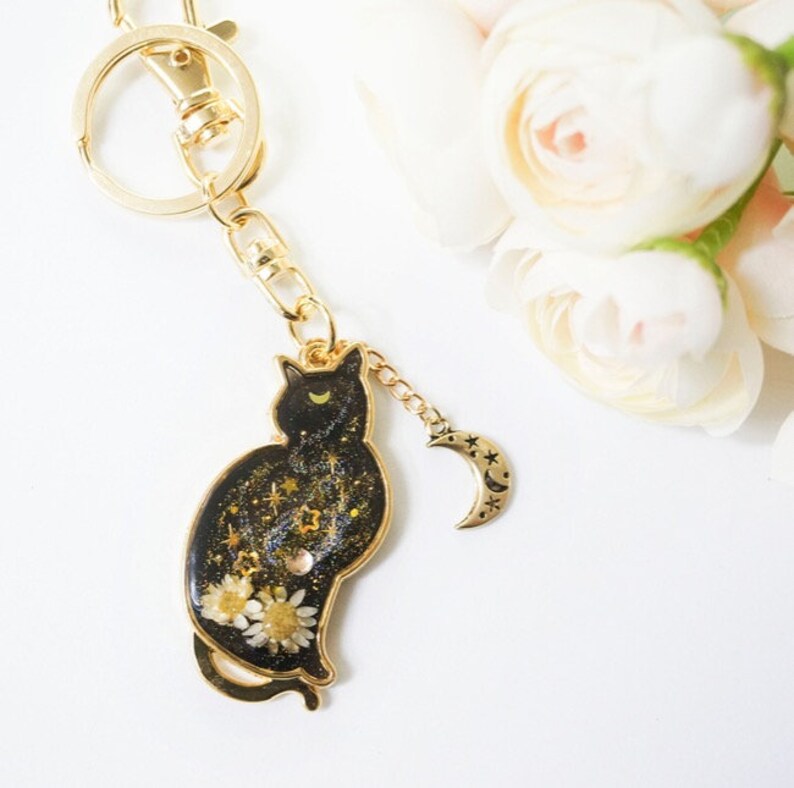 Luna Cat KEYRING Preserved Flower Bookmark Keyring AirPods keychain keychain