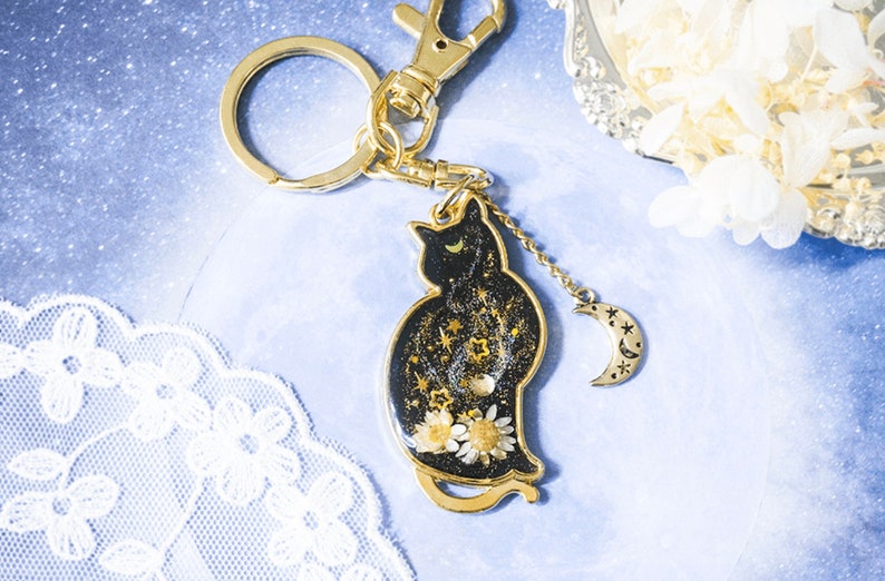Luna Cat KEYRING Preserved Flower Bookmark Keyring AirPods keychain keychain