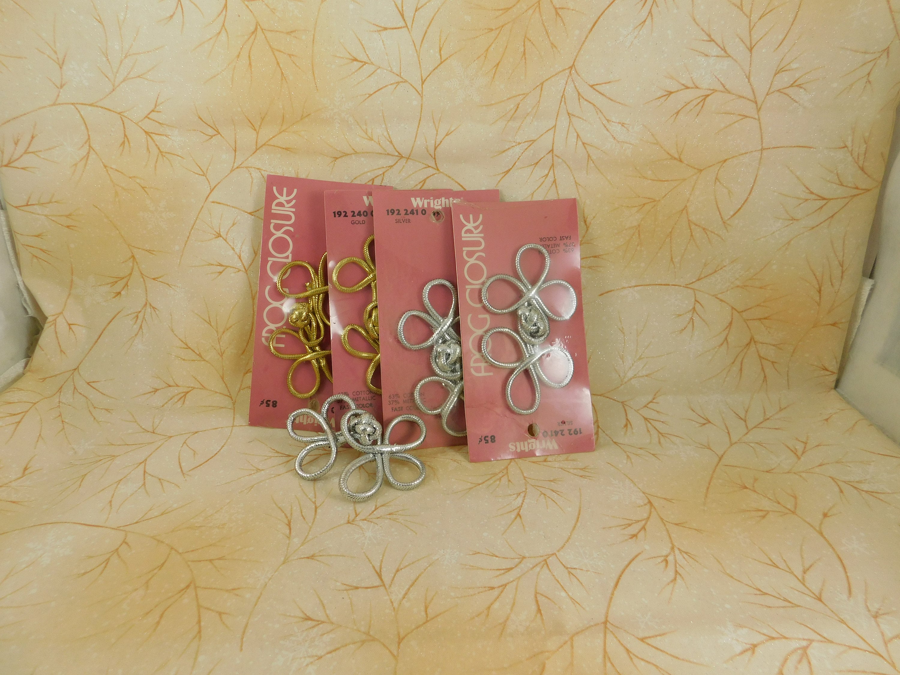 Lot of Five Wright's Vintage Frog Closure's, 3 Silver & 2 Gold, Vintage