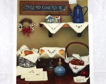 Vintage 1989 Christmas Bread Covers Cross Stitch Pattern - Carol Emmer Leisure Arts