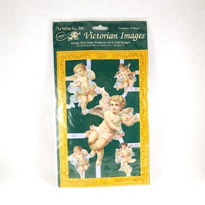 Immagini vittoriane d'epoca, 2 fogli (cherubini/angeli) ritagli di carta per arti e mestieri, copia 1987, scrapbooking, creazione di biglietti, effimeri, Inghilterra