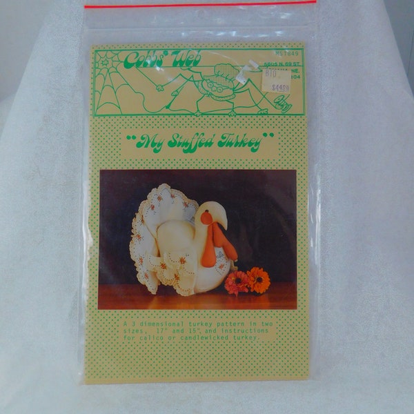 Vintage Cobb's Web "My Stuffed Turkey" Soft Sculpture Pattern-MST849, Turkey Pattern w/Candlewicking & Embroidery, Fall, Thanksgiving, 1984