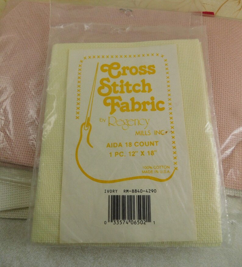 Mixed Vintage Lot of 14, 18 & 22 Count Aida Cloth, Redwhitepinkecru