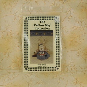 1990 &quot;Mrs. Beasley & Her Babies&quot; Cotton Way Collection Rabbit Doll Pattern, Bonnie S. Olavson Designer, Bunny Doll in Gingham, Stuffies