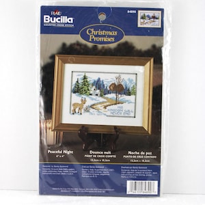 Bucilla 2003 Christmas Promises Edition &quot;Peaceful Night&quot; Counted Cross Stitch Kit, Designer Sandy Garbrandt, Kit# 84890, Finish Size 6 X 4