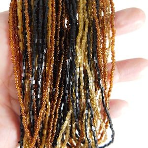 Two Vintage Multi-Strand Black, Gold & Brown Necklaces 4 Repair or Crafting Supply, Cut Glass Beads, Mid Century, Silver Caps, Broken Clasps