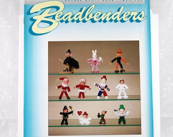 Darice 1988 "Beadbenders" Leaflet #36518, Posable Craft Bead Figurines, Seasonal/Holiday Crafts, Bead Crafting
