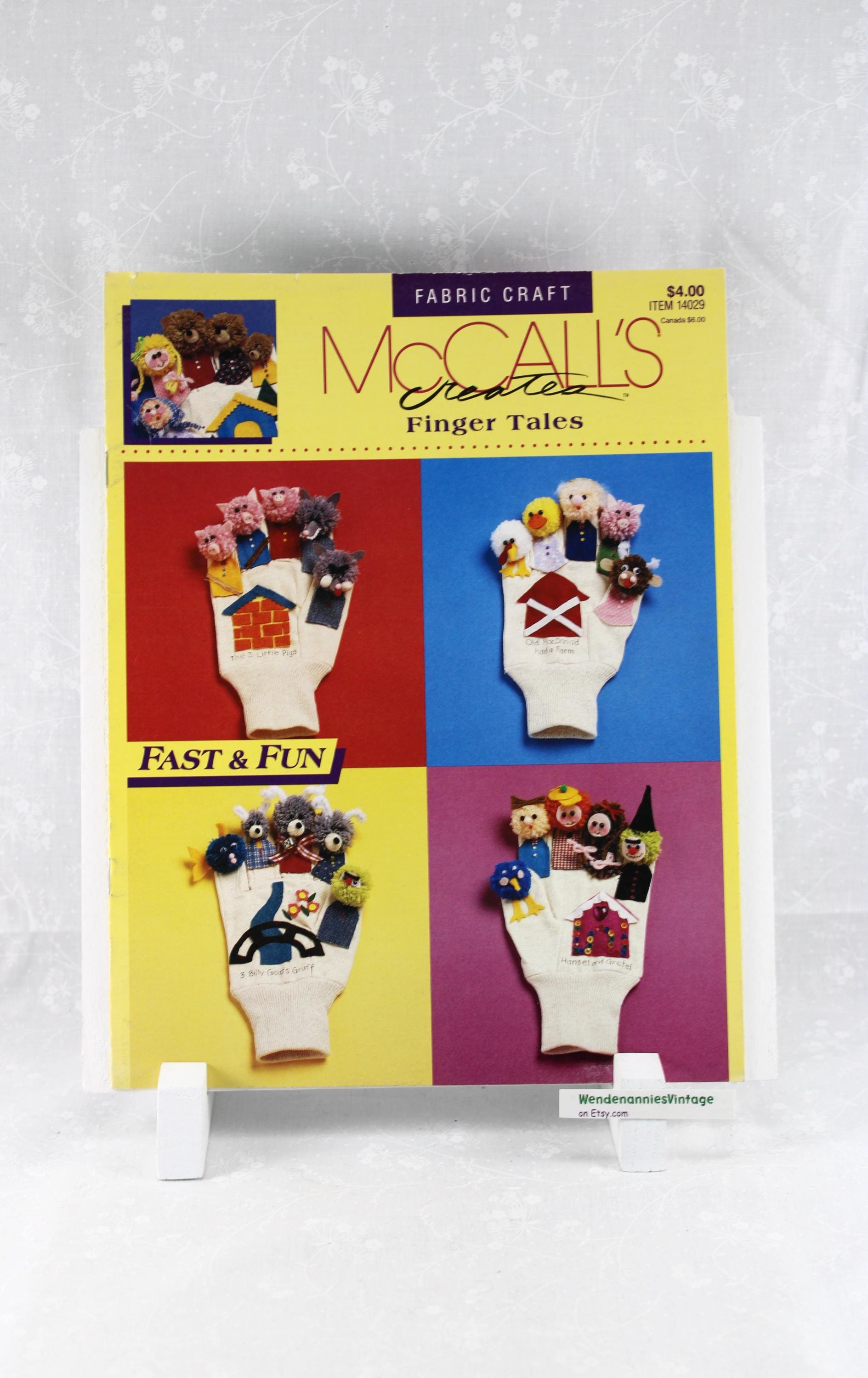 Vintage 1991 McCall's Creates, "Finger Tales" No. 14029, Finger Puppets Made w/Cotton Gloves & Misc. Textiles, Story Telling, Teaching Aids