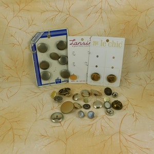 Assorted Vintage Brass Shank Buttons-32ct., Vintage Sewing Supplies, Vintage Craft Supply, Brass Button Lot, Shank Buttons, Fancy Buttons