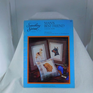 Vintage Cross Stitch Booklet &quot;Man&#39;s Best Friend Collection&quot; by Candamar Designs Book #90023, Dog Cross Stitch, Canine Lovers, Copyright 1985