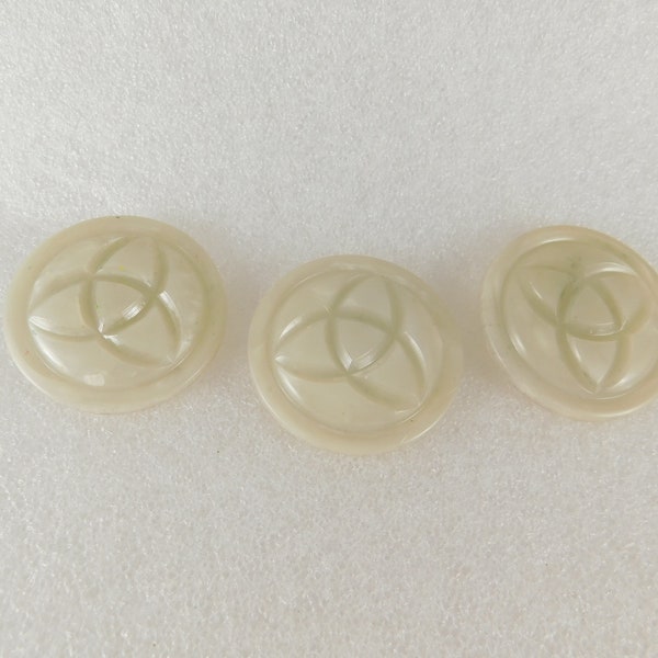 Vintage Trio of Faux Mother of Pearl Composite Coat Buttons from 60's, Vintage Buttons, Trio of Vintage Coat Buttons, Shank Style, Geometric