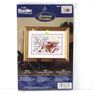 Bucilla 2003 Christmas Promises Edition &quot;Peace&quot; Counted Cross Stitch Kit, Designer Sandy Garbrandt, Kit# 84885, Finish Size 6.25 by 4.25&quot;