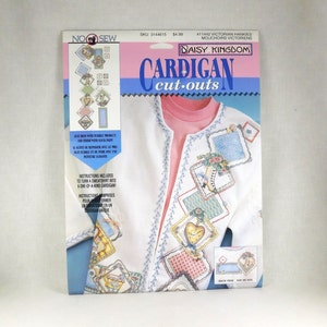 1996年「カーディガン カットアウト」花柄ボーダー、デイジー キングダム、ビクトリア朝ハンカチ #11442、ビクトリア朝時代のフォーカル、プリント済み生地