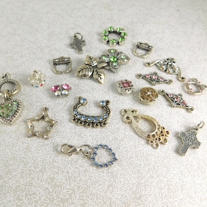 Vintage 2002 Silvertone Crystal Jewelry Components: Pendants, Beads, Charms (19 Pcs)