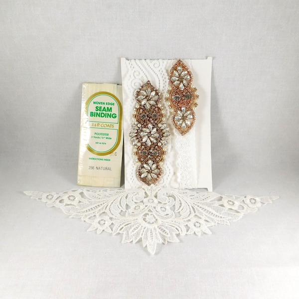 Vintage 80's Yanstar Bridal Garter Kit, Wedding & Bridal Craft, Wedding Wear, Make Your Own Garter, Crystals/Lace/Fancy Elastic, Craft Kits