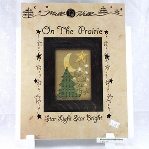 Vintage 1997 Mill Hill „Star Light Star Bright” On The Prairie Series autorstwa Jill Siegler, Drzewo/Gwiazdy/Księżyc, Ulotka jednostronicowa, DMC/Mill Hill Bead