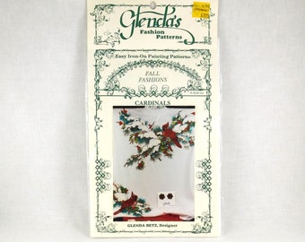 Glenda's 1993 Iron-On Painting Pattern "Cardinals" Clothing Embellishment, Iron-On Transfers, Pristine...Still Sealed