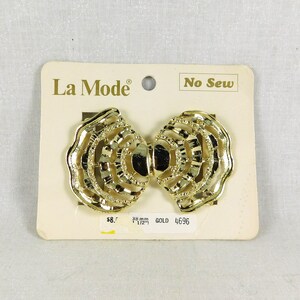 NOVO Estoque Antigo Brilhante Ouro Clamshell Moda Fivela, Sem Costura, Vintage La Mode, Filigrana Clamshell, 3 X 1-7/8", Serve para Cinto de 1,5", Belt Crafts