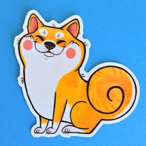 Shiba Inu Sticker, Vinyl, Water Bottle Sticker, Shiba Lovers, Dog Sticker, Laptop Sticker, Cute Animal Stickers, Dog Gift, Shiba Inu Gift