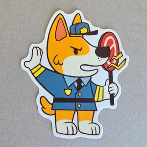 Fun Police Corgi Sticker, Vinyl, Water Bottle Sticker, Corgi Lovers, Dog Sticker, Laptop Sticker, Corgis, Cute Animal Stickers, Corgi Gift