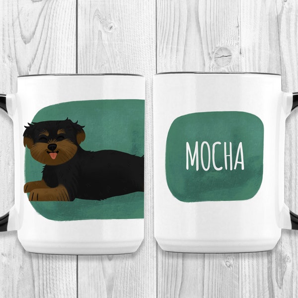 Personalized Morkie Mug, Gifts for Pet Lovers, 15 oz White Mug with Black Handle