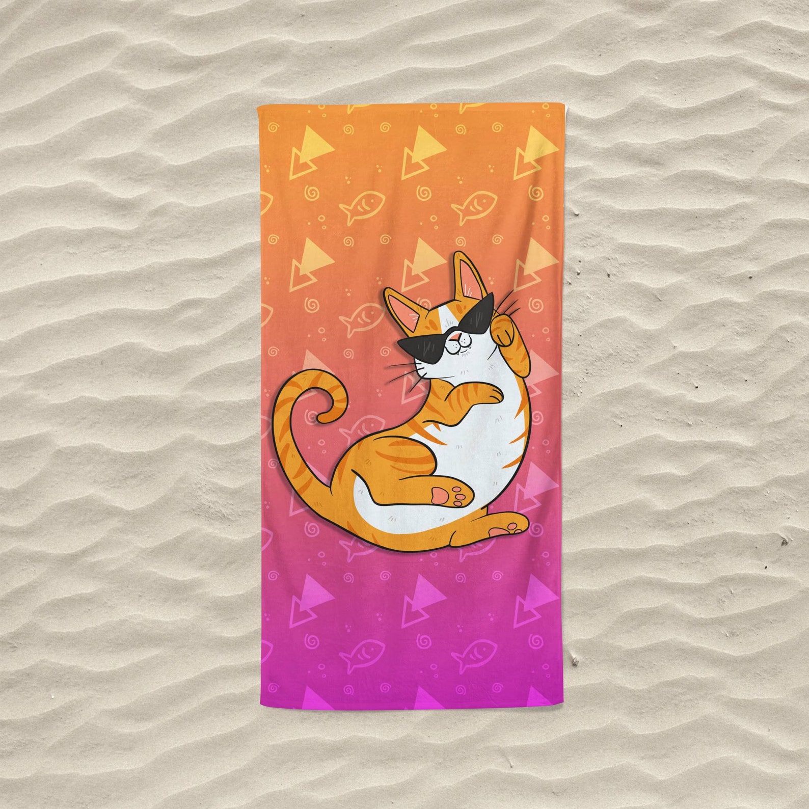 Cat Beach Towel Etsy