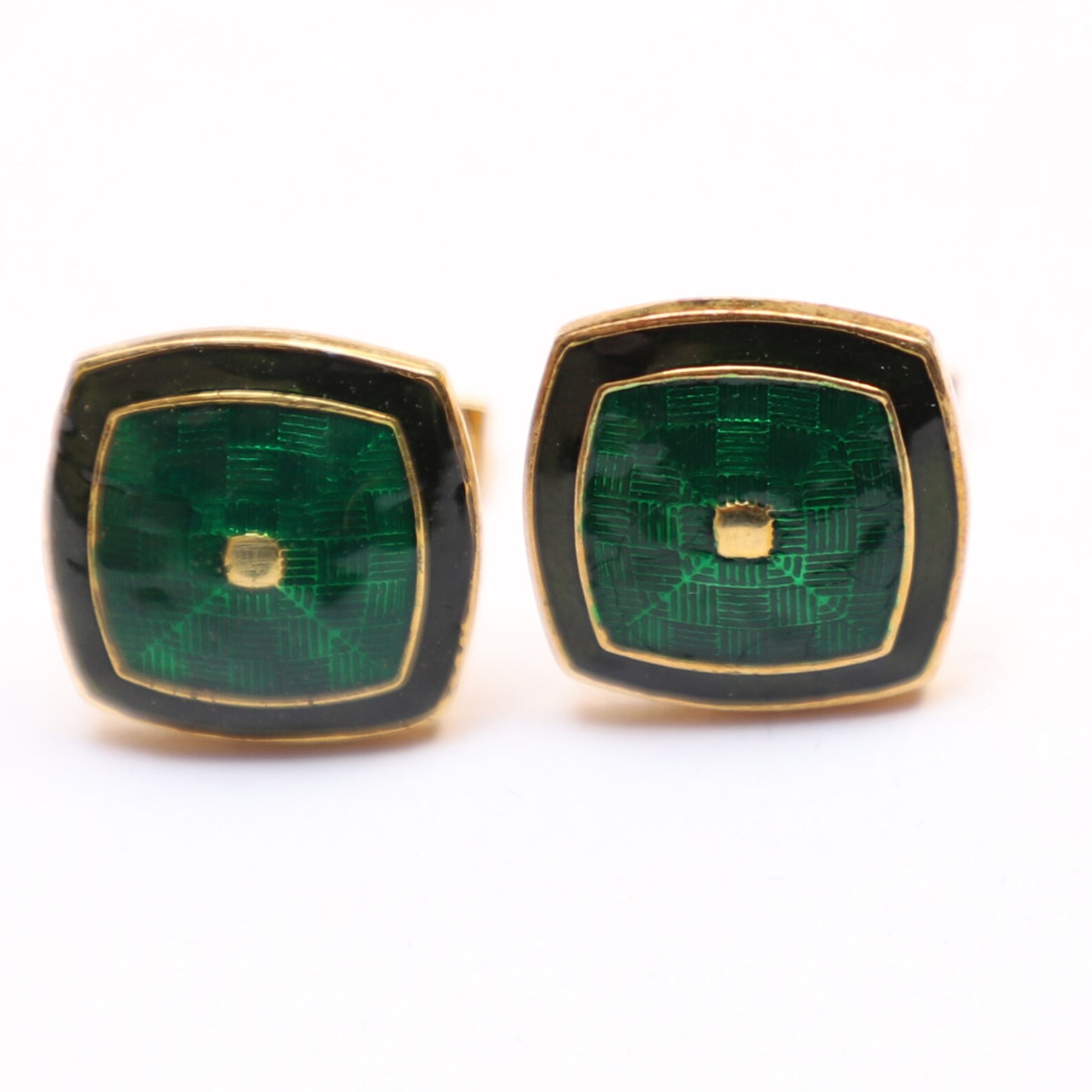 Vintage Cufflinks for Men Wonderful Enamel Green Cufflinks Etsy