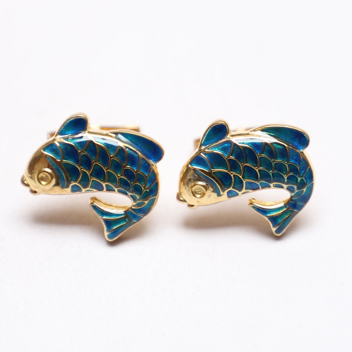 Blue Tropical Fish Cufflinks Blue Tropical Fish Cufflinks