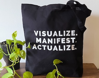 Manifestation Tote Bag Positive Affirmation Black Tote