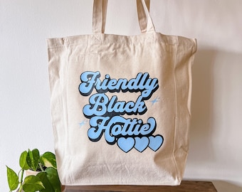 Retro Friendly Black Hottie Tote Bag Y2K Design
