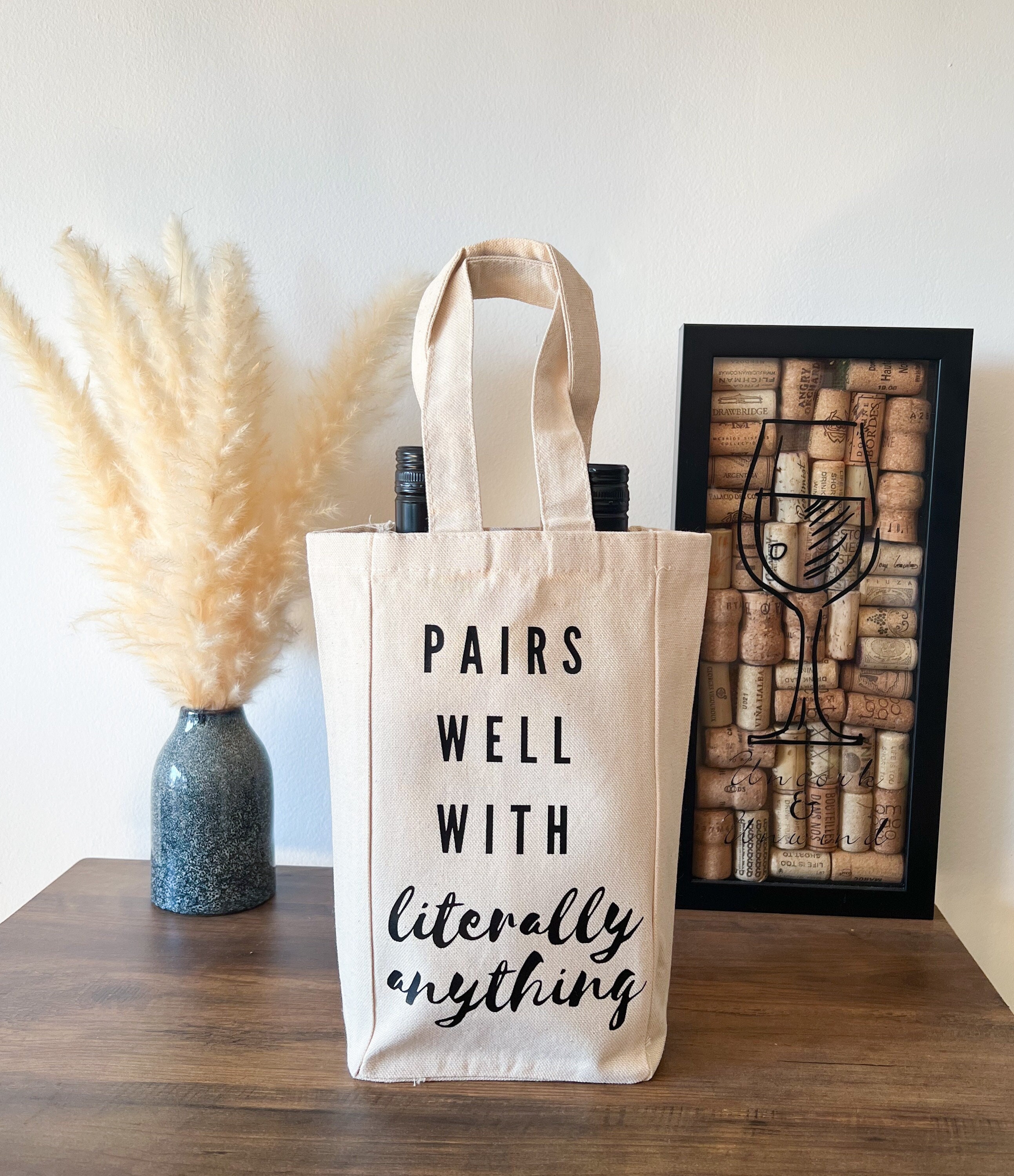 Borsa Porta Vino In Lino Naturale Per Matrimonio - Regalo Personalizzato Per Fidanzamento, Sposi, Coppie - Bottiglia 750 Ml